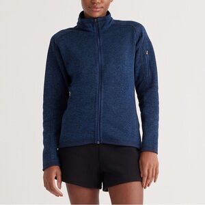 Quince Sweater-Knit Fleece Full-Zip Jacket Navy size XS